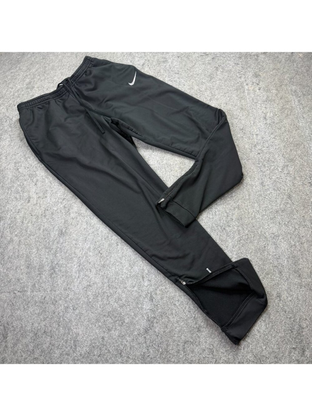 Nike Running Track Pants Men S Black 29" Ankle Zip Tapered Stretch 858138